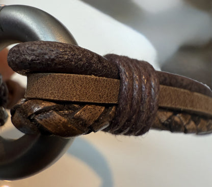 Brown Mixed Leather Urn Bracelet for Ashes