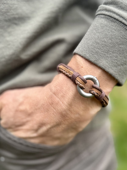 Brown Mixed Leather Urn Bracelet for Ashes